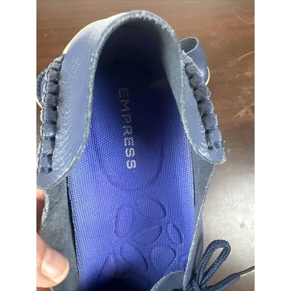 Empress Navy Blue Leather shoes Euro size 41 Comfort Non slip Ladies Flats - Picture 6 of 8